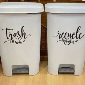 1 sheet, Trash Can Text Vinyl Sticker - Home Decoration Accessory, Decal Sticker